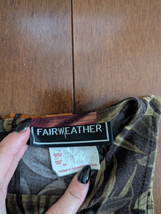 FAIRWEATHER DARK TONE FLORAL PRINT VINTAGE 1990s DRESS
