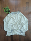 GREY RIBBED KNIT VINTAGE QUARTER ZIP SWEATSHIRT