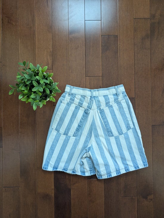 MEMPHIS BLUE BIG STRIPE VINTAGE 1990s JEAN SHORTS