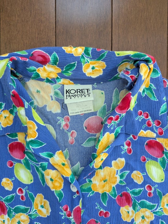 KORET FRANCIS COLORFUL DITSY FLORAL PRINT VINTAGE 1990s BUTTON UP SHIRT