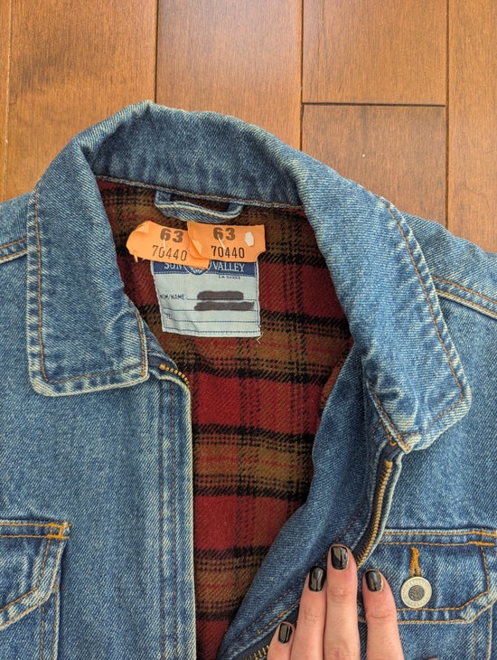 FLANNEL LINED VINTAGE 1990s DENIM JEAN JACKET