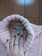 COTTON GINNY PINK SNOWFLAKE VINTAGE 1990s KNIT TURTLENECK SWEATER