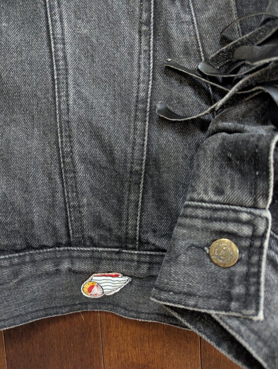 JEFF HAMILTON VINTAGE 1980s FRINGE DETAIL BLACK DENIM JACKET