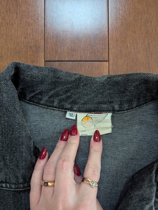 JEFF HAMILTON VINTAGE 1980s FRINGE DETAIL BLACK DENIM JACKET