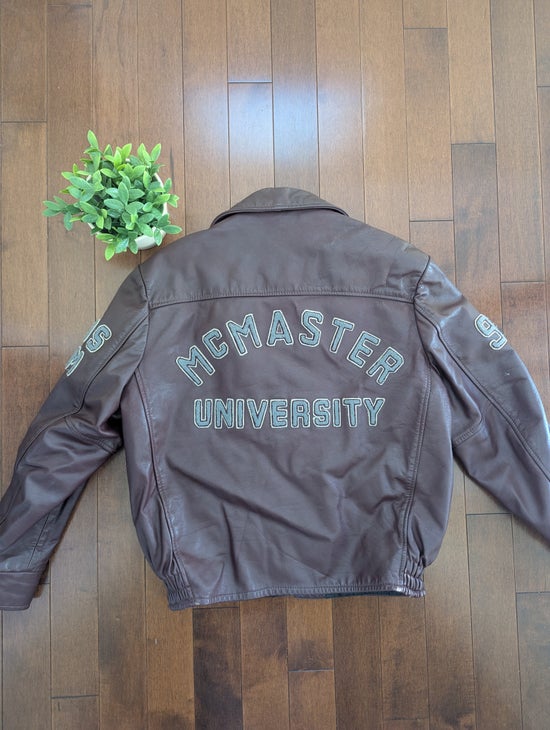 MCMASTER UNIVERSITY LEATHER 1980s VINTAGE VARSITY JACKET