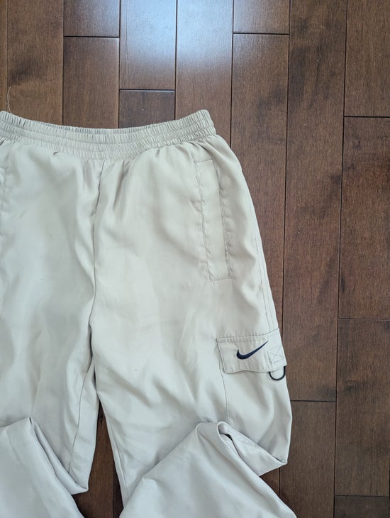 NIKE  1990s NEUTRAL NYLON SWISHY VINTAGE SWEATPANTS