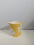 YELLOW FUNKY FLORAL Y2K 2000s VINTAGE CERAMIC FLOWER POT