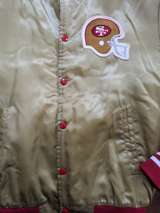 SHAIN SAN FRANSICO 49ners 1990s VINTAGE SPELLOUT SATIN BOMBER JACKET