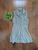 ANGIE HOUNDSTOOTH PRINT VINTAGE RUFFLE COLLAR MINI DRESS