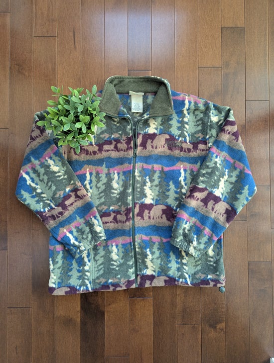 NORTHERN REFLECTIONS NATURE FLEECE ZIP UP VINTAGE SWEATSHIRT