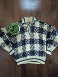 BALTA IMPORTS PLAID CHUNKY WOOL KNIT VINTAGE 1990s COWICHAN SWEATER