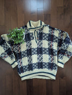 BALTA IMPORTS PLAID CHUNKY WOOL KNIT VINTAGE 1990s COWICHAN SWEATER