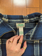 ASH CREEK TRADING BLUE PLAID FLEECE VINTAGE 1990s QUARTER ZIP SWEATSHIRT