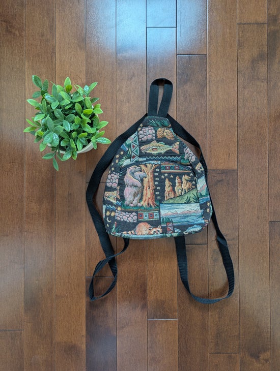 NATURE TAPESTRY PRINT VINTAGE MINI BACKPACK