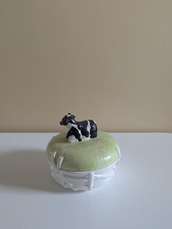 COUNTRY COW VINTAGE CERAMIC BUTTER DISH