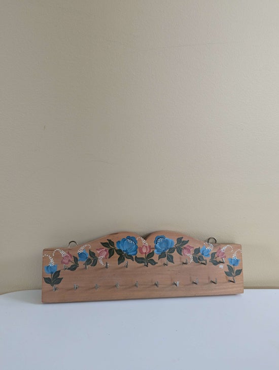 FLORAL DETAIL WOODEN KEYS HOLDER WALL HOOK