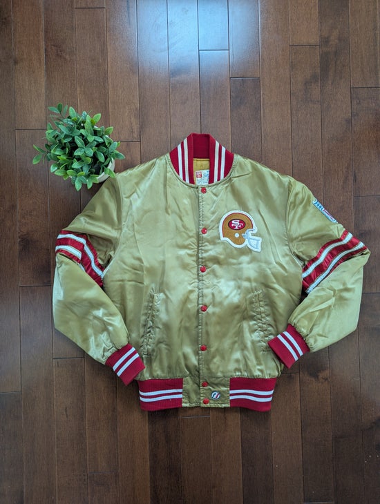 SHAIN SAN FRANSICO 49ners 1990s VINTAGE SPELLOUT SATIN BOMBER JACKET