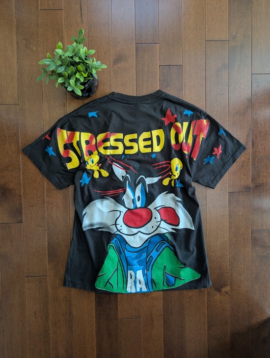 LOONEY TUNES SYLVESTER 'STRESSED OUT' AOP REPRINT GRAPHIC TSHIRT