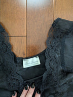 LINDA LINGERIE ROSE PRINT LACEY SILKY SATIN VINTAGE 1990s TANK TOP