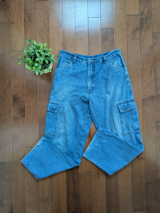 CARGO POCKET MEDIUM WASHED VINTAGE 1990s BAGGY JEANS