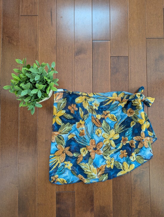 FLORAL PRINT VINTAGE Y2K WRAP SARONG SWIMSUIT COVER UP
