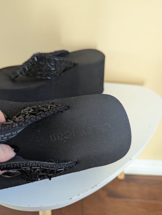 BEADED DETAIL Y2K 2000s VINTAGE PLATFORM FLIP FLOPS