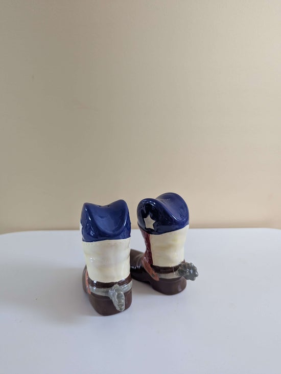 TEXAS COWBOY BOOTS VINTAGE CERAMIC SALT & PEPPER SHAKERS