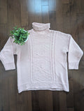 COTTON GINNY PINK SNOWFLAKE VINTAGE 1990s KNIT TURTLENECK SWEATER