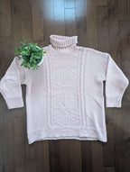 COTTON GINNY PINK SNOWFLAKE VINTAGE 1990s KNIT TURTLENECK SWEATER