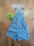 TRULY 1990s MEDIUM WASH VINTAGE DENIM SHORT OVERALLS