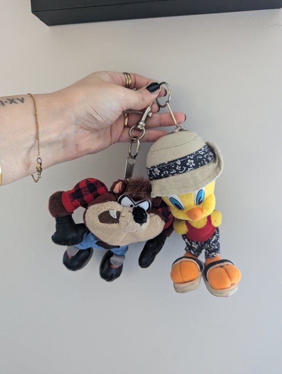 LOONEY TUNES TWEETY AND TAZ VINTAGE PLUSH KEYCHAINS