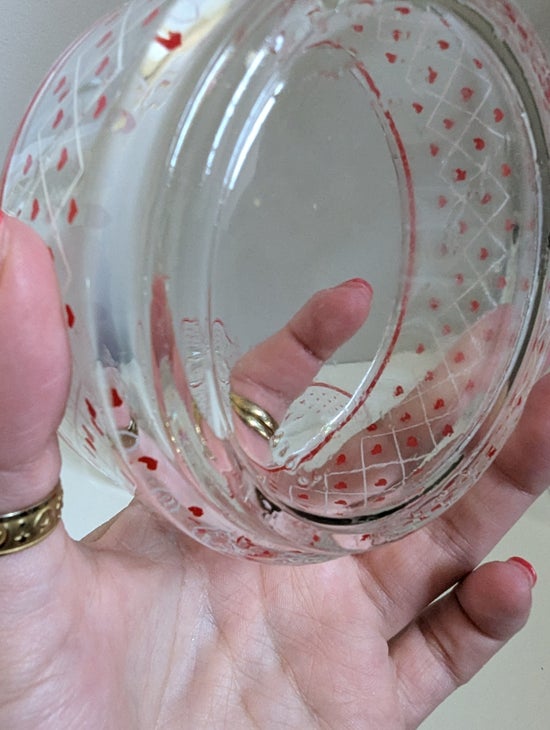 PYREX SMITTEN DITSY HEART PRINT VINTAGE 1990s GLASS BOWL SET
