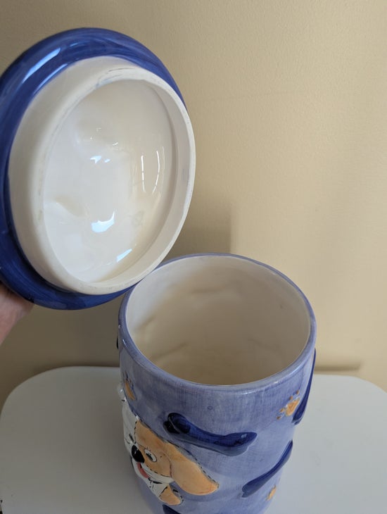 MINDY DOG FACE PET FOOD TREATS CERAMIC CANISTER JAR