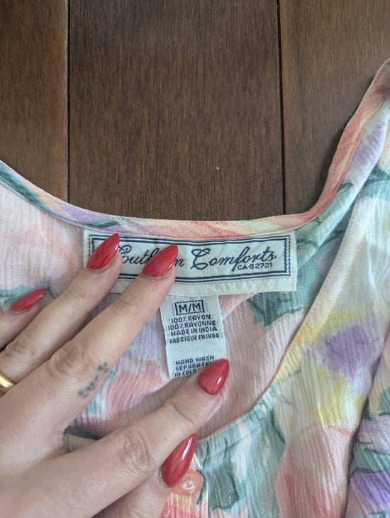 PASTEL FLORAL PRINT VINTAGE 1990s BUTTON UP TOP & FLOWY SHORT SET