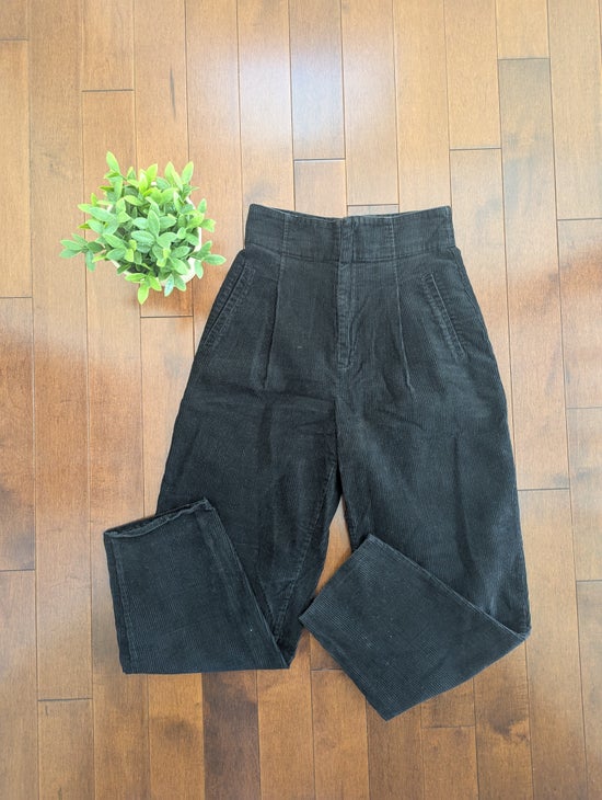 ESPRIT 1990s VINTAGE BLACK CORDUROY TROUSER PANTS