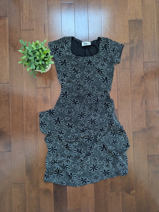 RETRO FLORAL PRINT VINTAGE SHORT SLEEVE MAXI DRESS