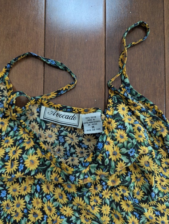 SUNFLOWER PRINT VINTAGE BABYDOLL SUMMER DRESS