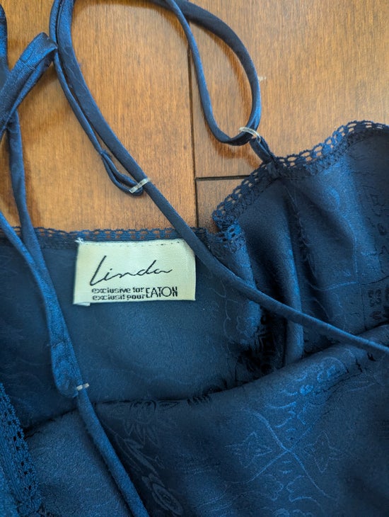 LINDA LINGERIE LACEY DETAIL VINTAGE 1990s SATIN SLIP DRESS