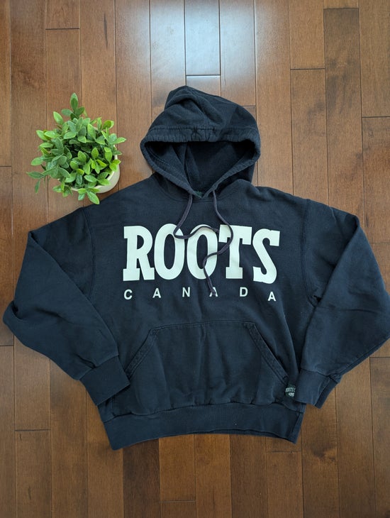 ROOTS 1990s VINTAGE SPELLOUT PULLOVER HOODIE