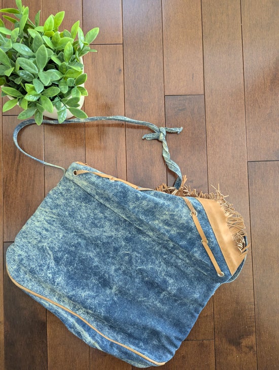 WESTERN 1980s FRINGE ACID WASHED DENIM VINTAGE PURSE