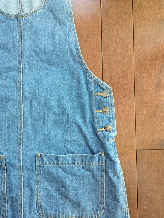 COTTON LIGHT WASH DENIM JEAN VINTAGE 1990s OVERALL DRESS