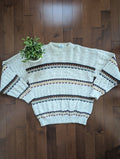 NEUTRAL STRIPE 1980s VINTAGE KNIT SWEATER