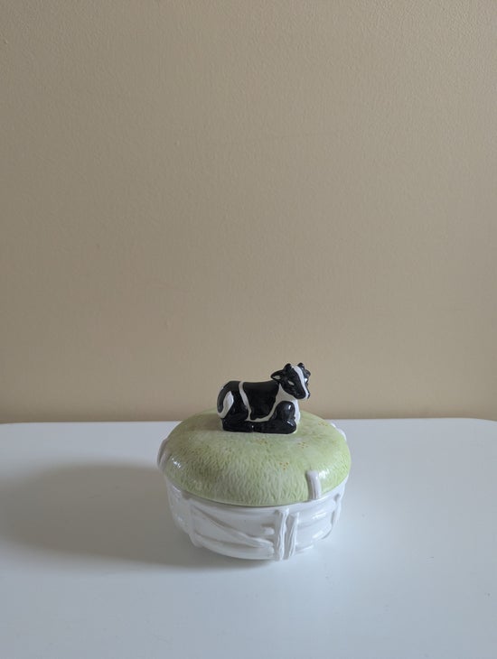 COUNTRY COW VINTAGE CERAMIC BUTTER DISH
