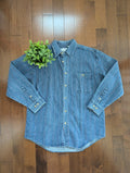 PASTEL STRIPED VINTAGE 1990s DENIM BUTTON UP SHIRT
