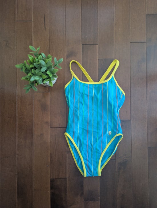 STRIPED COLORFUL VINTAGE 1990s SWIMSUIT