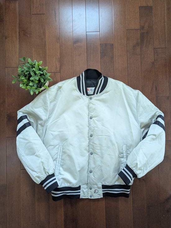 SHAIN LOS ANGELES RAIDERS NFL VINTAGE 1990s SATIN BOMBER JACKET