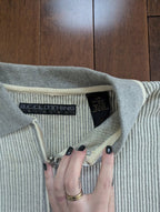 GREY RIBBED KNIT VINTAGE QUARTER ZIP SWEATSHIRT