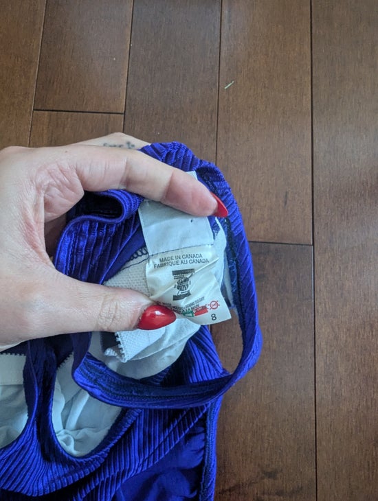 PURPLE RIBBED 1990s VINTAGE SWIMSUIT