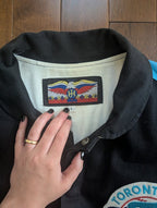TORONTO BLUE JAYS 1990s JEFF HAMILTON BIG LOGO LEATHER VARSITY JACKET