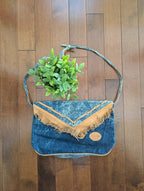 WESTERN 1980s FRINGE ACID WASHED DENIM VINTAGE PURSE